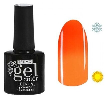 Luazon гель-лак для ногтей Gel color Termo, 10 мл, 34 г, А2-011 неоновый оранжевый