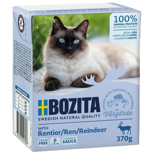 Влажный корм для кошек Bozita с олениной 370 г (кусочки в соусе) bozita bozita meat multibox влажный корм для взрослых кошек в желе мясной микс в паучах 85 г