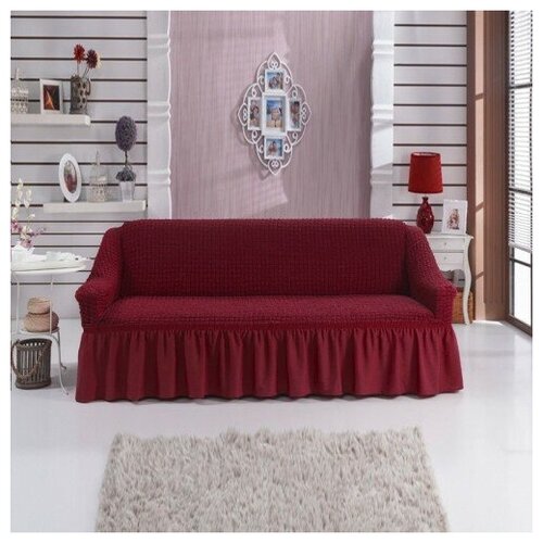 фото Чехол на 3-х местный диван, цвет: бордовый karbeltex