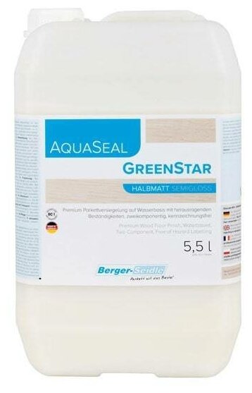 Лак Berger-Seidle Aqua-Seal GreenStar полуматовый полиуретановый бесцветный 5.5 л