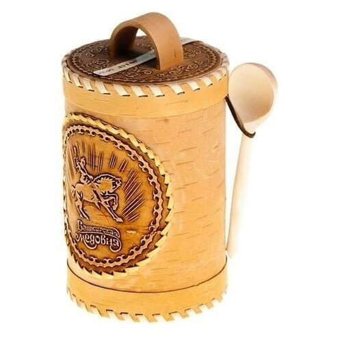 фото Мёд в берестяном туесе (с ложкой) 1,0 кг цветочный башкирская медовня