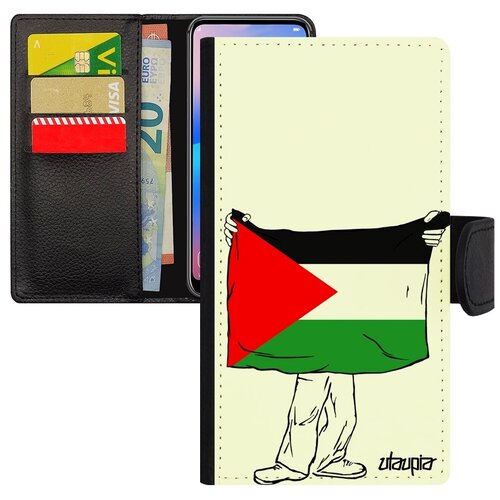 фото Противоударный чехол книжка на смартфон // apple iphone 7 plus // "флаг палестины с руками" патриот государственный, utaupia, белый