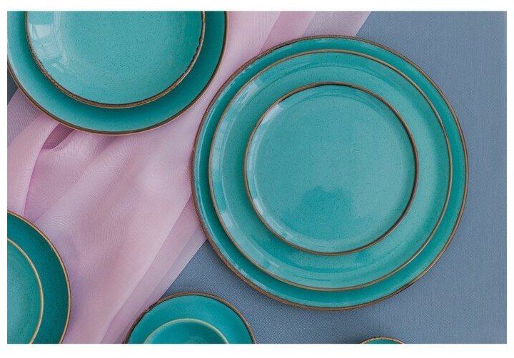 Тарелка плоская Turquoise, d-24 см, цвет бирюзовый