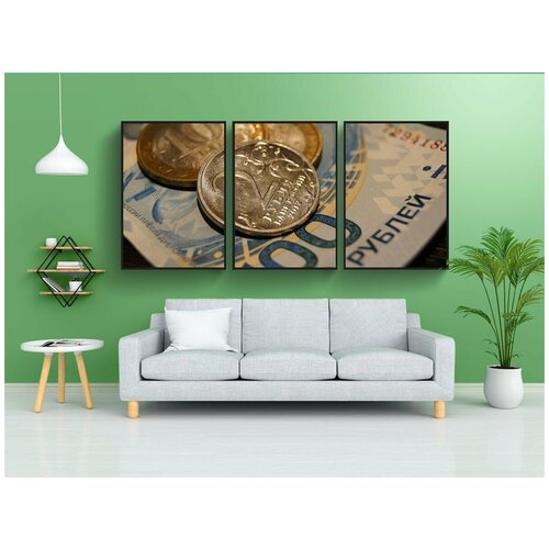 фото Набор модулных постеров для интерьера "рубли, монета, деньги" 60x90 см. в тубусе, без рамки lotsprints