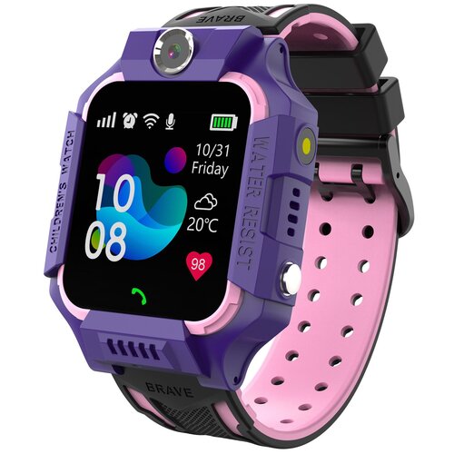 Детские Смарт-часы с Sim-картой с кнопкой SOS, GPS, водонепроницаемые, селфи камера, цветной экран для защиты глаз, для IOS, Android(фиолетовые)