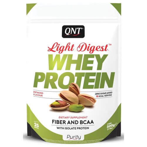 Протеин QNT Light Digest Whey Protein, 500 гр., фисташки протеин со вкусом бельгийского шоколада qnt light digest whey protein 500 гр