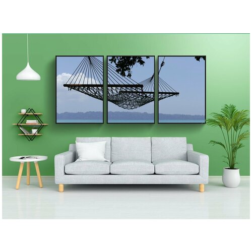 фото Набор модулных постеров для интерьера "гамак, пляж, летом" 60x90 см. в тубусе, без рамки lotsprints