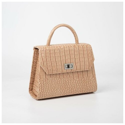 фото Сумка-мессенджер, отдел на клапане, наружный карман, длинный ремень, цвет тёмно-бежевый mikimarket