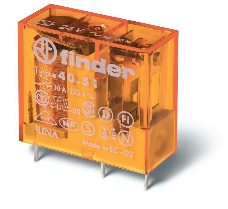 FINDER Реле электромагнитное SPDT U обмотки 230В AC 10А FINDER 405182300000