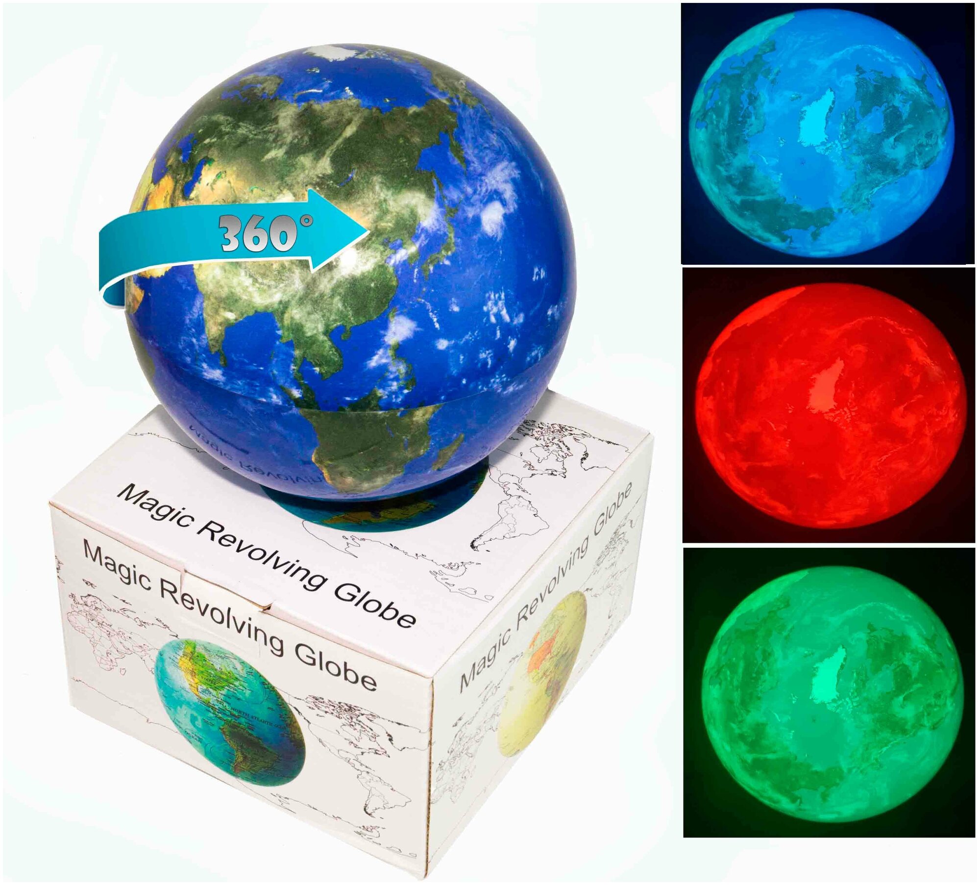 Магический вращающийся глобус настольный с подсветкой, 14 см Материки и Океаны