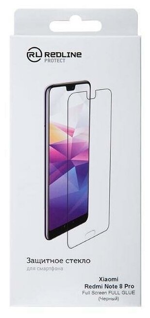 Защитный экран Xiaomi Redmi Note 8 Pro Full Screen tempered glass FULL GLUE черный rl