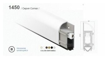 Автоматический порог накладной Venezia 1450/900-700 мм регулировка 1 уровень серебристый