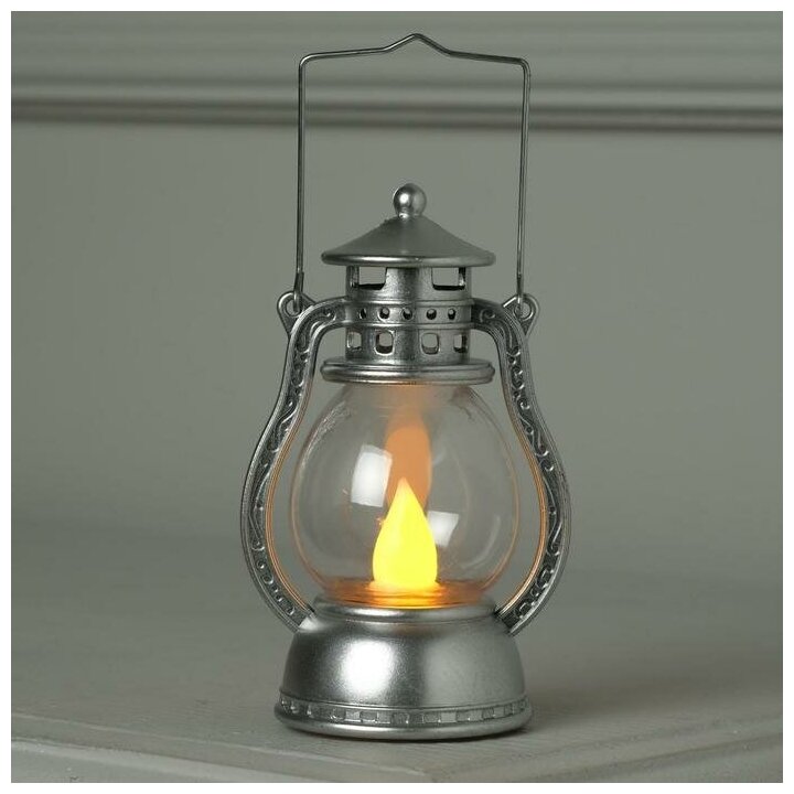 фото Фигура светодиодная "Фонарь серебристый", 12х6х8 см, от бат. 3хAG13, Т/белый