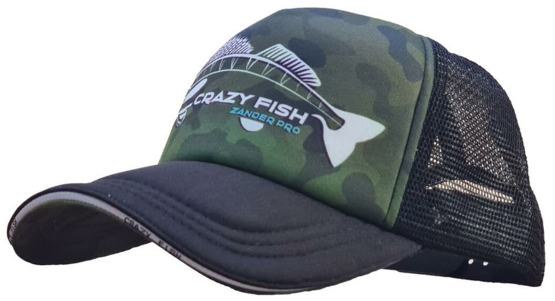 Кепка-тракер Crazy Fish CAMO ZANDER PRO Black р-р M