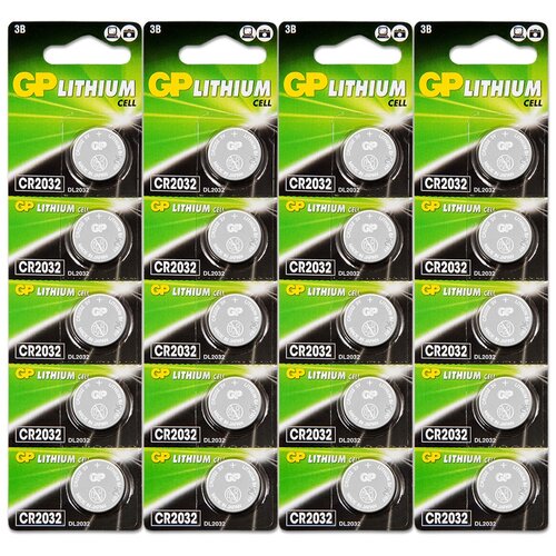 Батарейка CR2032 3V GP Blister, 20 шт. батарейка литиевая duracell extra life cr2032 3v упаковка 2 шт dl cr 2032 bl 2 duracell арт dl cr 2032 bl 2