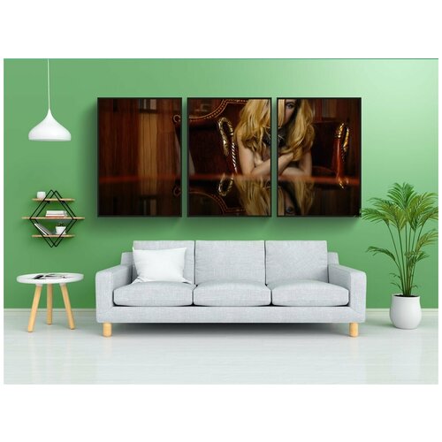 фото Набор модулных постеров для интерьера "женщина, один, портрет" 60x90 см. в тубусе, без рамки lotsprints