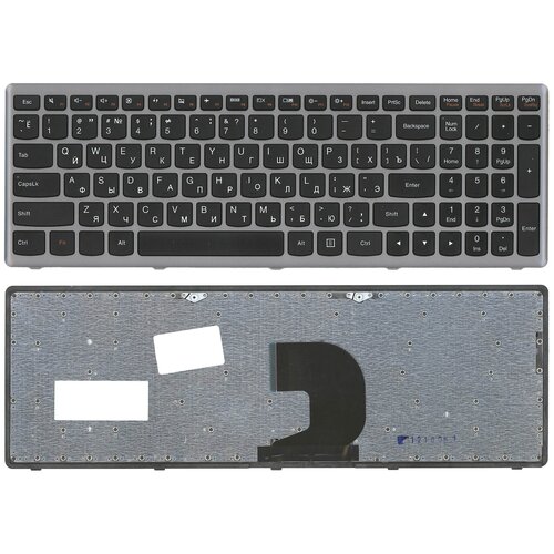 Клавиатура для ноутбука Lenovo IdeaPad P500 Z500 черная с серой рамкой без подсветки клавиатура для ноутбука lenovo z500 p500 p n 25 206237 25206237 pk130sy1f00 9z n8rsc 40r