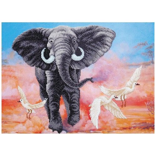 Набор для вышивания бисером Африканский слон вышивка бисером африканский слон 42x31 см