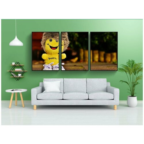 фото Набор модулных постеров для интерьера "смайлик, смех, волосы" 60x90 см. в тубусе, без рамки lotsprints