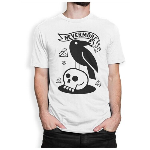 Футболка DreamShirts Эдгар Аллан По - Nevermore Мужская Белая S