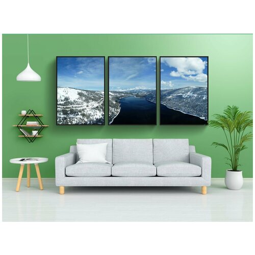 фото Набор модулных постеров для интерьера "озеро доннер, озеро, снег" 60x90 см. в тубусе, без рамки lotsprints