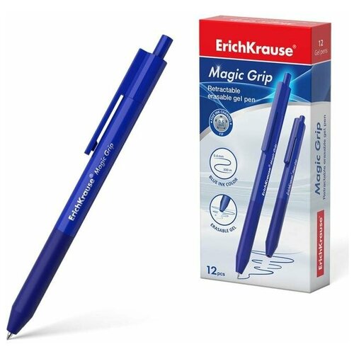 Купить Ручка гелевая автоматическая стираемая ErichKrause Magic Grip , узел 0.5 мм, чернила синие, цена за 1 шт