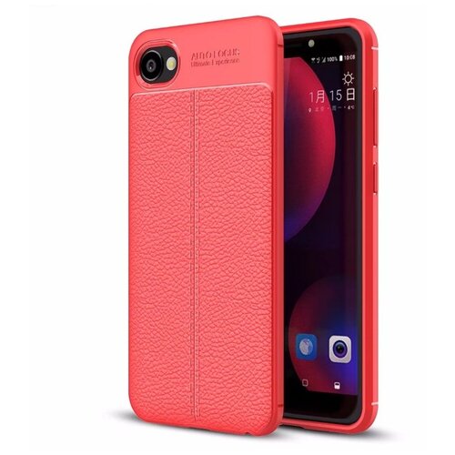 фото Чехол mypads для htc desire 12 из качественного износостойкого силикона с декоративным дизайном под кожу с тиснением красный