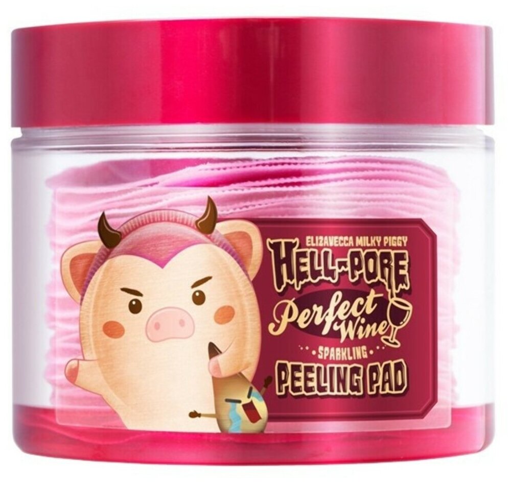 Elizavecca пилинг-диски для лица Milky Piggy Hell-Pore Perfect Wine Sparkling Peeling Pad, 200 мл, 30 шт.