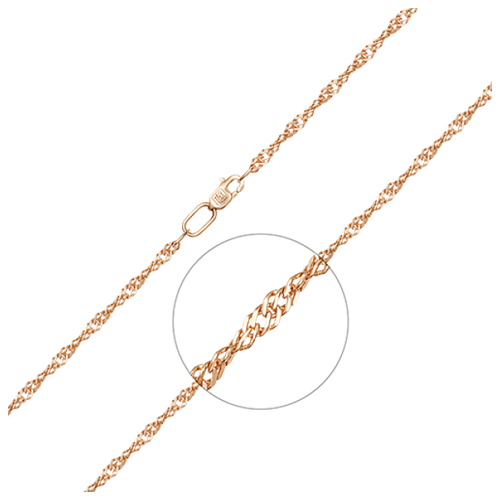 Браслет-цепочка PLATINA, красное золото, 585 проба, длина 16 см.