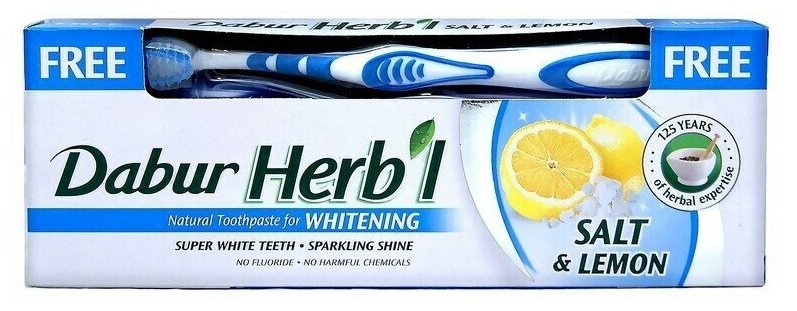 Зубная паста Соль и Лимон Dabur Herb'l 150 г + зубная щетка