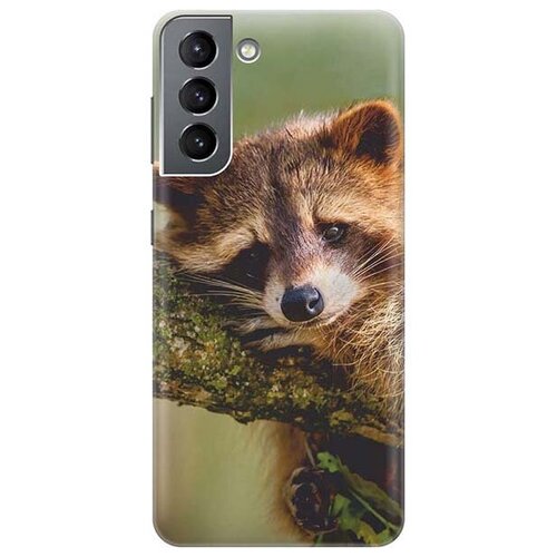 фото Ультратонкий силиконовый чехол-накладка для samsung galaxy s21 с принтом "задумчивый енот" gosso