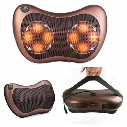 Электрический массажер для шеи, массажная подушка роликовая с подогревом Massage Pillow