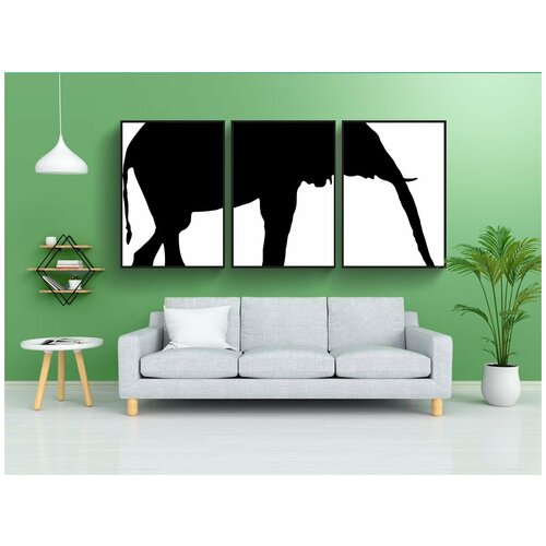 фото Набор модулных постеров для интерьера "слон, толстокожий, животное" 60x90 см. в тубусе, без рамки lotsprints