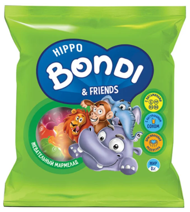 «HIPPO BONDI & FRIENDS», мармелад жевательный с соком ягод и фруктов, 30 г - фотография № 1