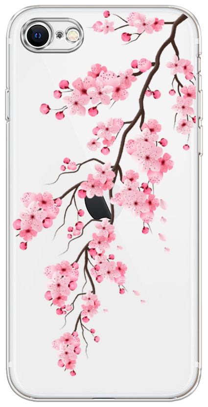 Силиконовый чехол на Apple iPhone 7 / Айфон 7 Розовая сакура, прозрачный