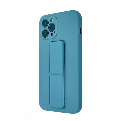 фото Чехол накладка защитная для iphone 12 pro max с подставкой и магнитом голубого цвета техномарт