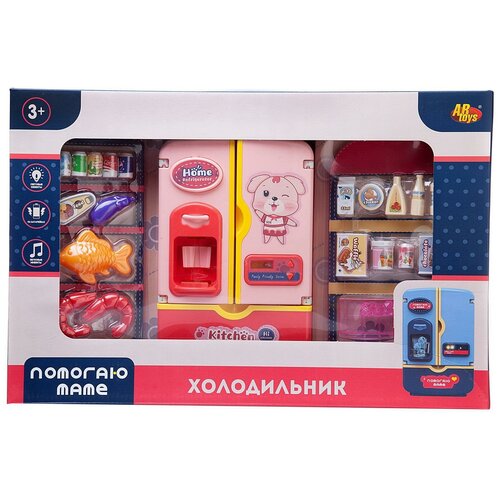Купить Игрушечная техника ABtoys Помогаю Маме: Холодильник с продуктами, функц. розовый PT-01552, ABtoys (АБтойс)