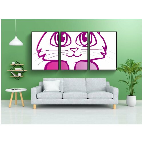 фото Набор модулных постеров для интерьера "кошка, рисование, милый" 60x90 см. в тубусе, без рамки lotsprints