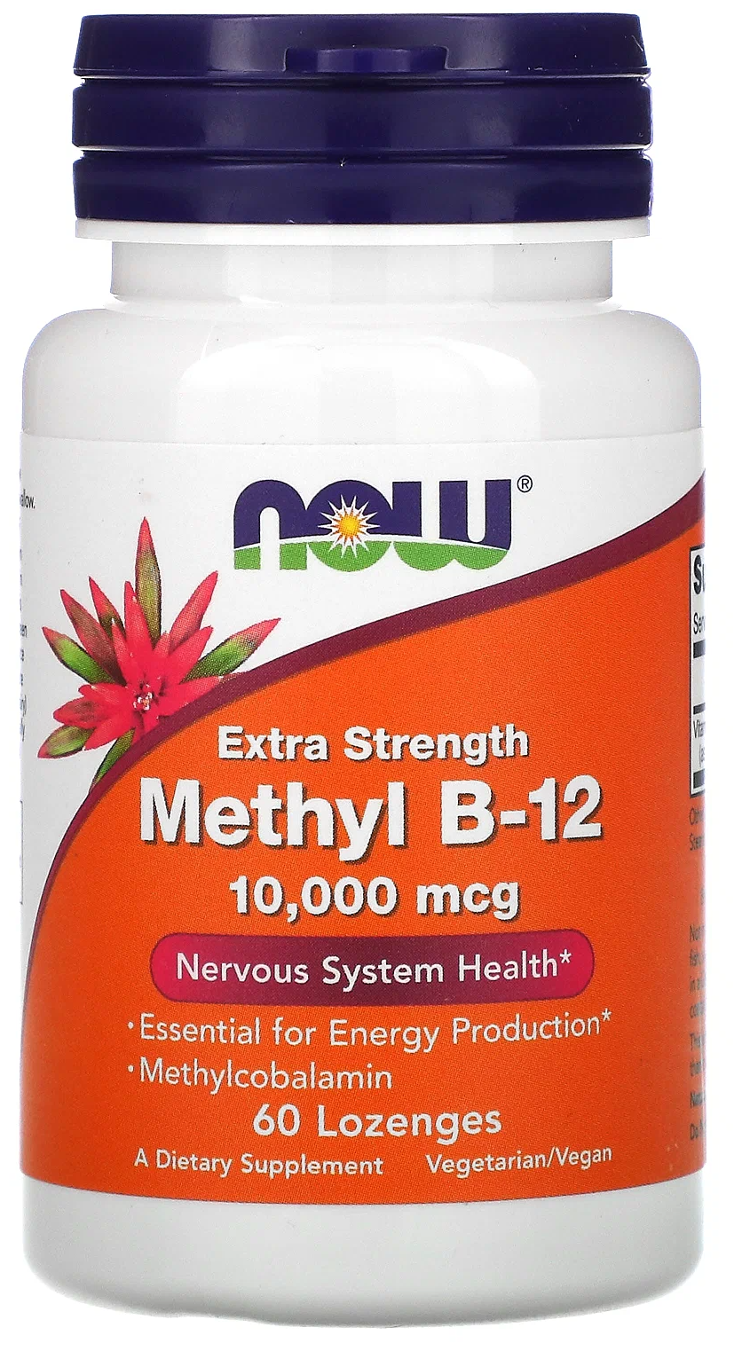 Пастилки NOW Methyl B-12, 50 г, 10000 МЕ, 60 шт.