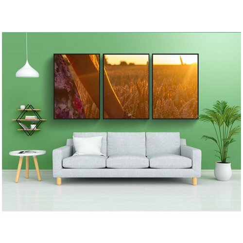 фото Набор модулных постеров для интерьера "заход солнца, девочка, молодой" 60x90 см. в тубусе, без рамки lotsprints