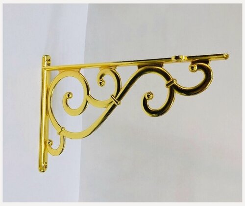 Изображение товара Кронштейн - крепежный уголок, фигурный Prime для крепления полок. Цвет: золото. 2 штуки в комплекте