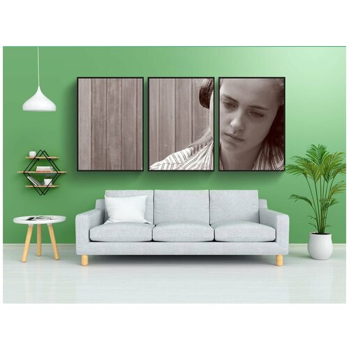 фото Набор модулных постеров для интерьера "девочка, музыка, слушать" 60x90 см. в тубусе, без рамки lotsprints