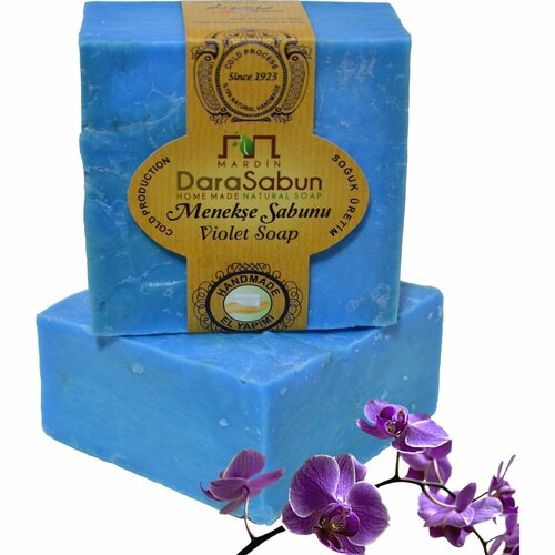 Dara Sabun Натуральное Турецкое мыло фиалка, от целлюлита, псориаза, зуда, трещин на пятках для кожи тела и волос с маслами, Violet Soap, 140 гр.