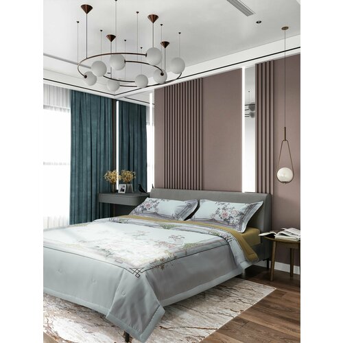 Постельное белье с одеялом Евро Сатин Люкс, Египетский хлопок, Наволочки 50х70, VS-0163