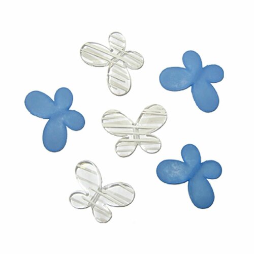 Декоративные бусины Мотылек синие ассорти 3см х 2,2см 10 шт