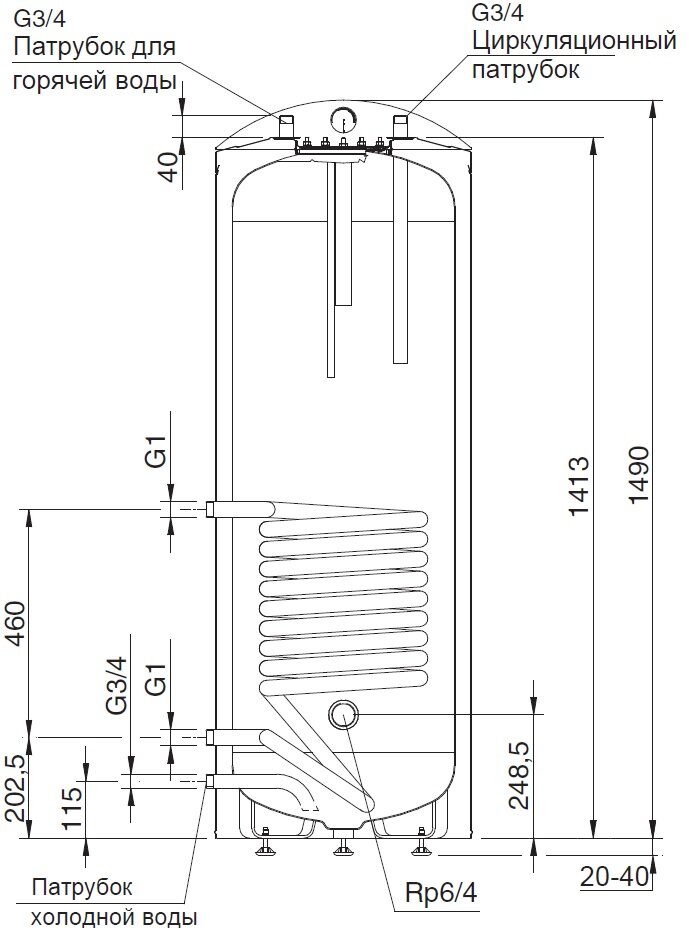 Напольный бойлер комбинированного нагрева объемом 200 литров Stout SWH-1110-050200 (мощность 3 кВт, ТЭН, ВхШхГ: 149х51.5х51.5 см) - фото №19
