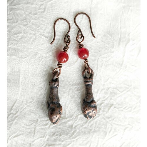 Серьги Медная мастерская GALATEA, агат, черный, красный