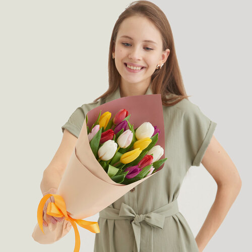 Изображение товара Букет из 15 тюльпанов микс Мелани
