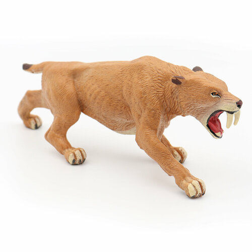 Фигурка доисторического животного Zateyo Саблезубый тигр, Смилодон, игрушка для детей коллекционная, декоративная 15.3х4.7х5.8 см тигр саблезубый смилодон 5 5х2х3см
