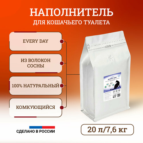 Наполнитель для кошек Every Day комкующийся, с гранулами синего цвета 20 л, 7,6 кг